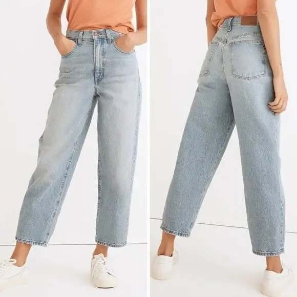 Madewell Balloon Jeans Size 27‎ Crop High Rise Whistler Wash Faded Light NEW - Picture 2 of 11